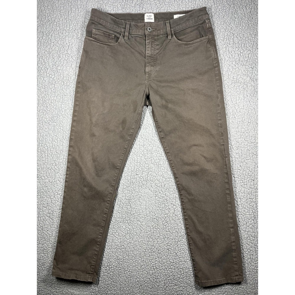 Flint and Tinder Pants Mens 34x34 Brown Slim Fit Chino Stretch Twill Made USA